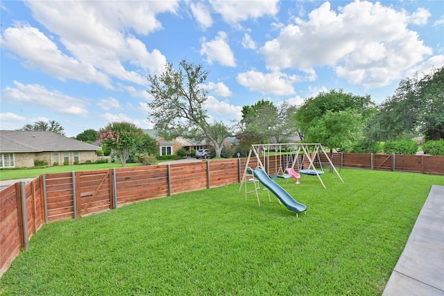 6956 Meadowbriar Ln, Dallas, TX 75230 - fenced backyard featuring a playground