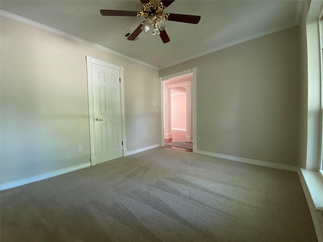 2225 Shady Brook Dr, Bedford, TX 76021 - empty room featuring carpet flooring, a ceiling fan, and crown molding
