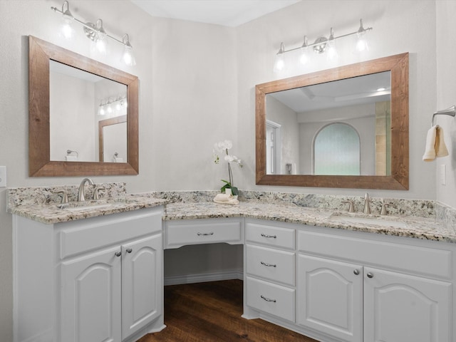 5503 Midnight Moon Dr, Frisco, TX 75036 - bathroom featuring vanity and wood finished floors