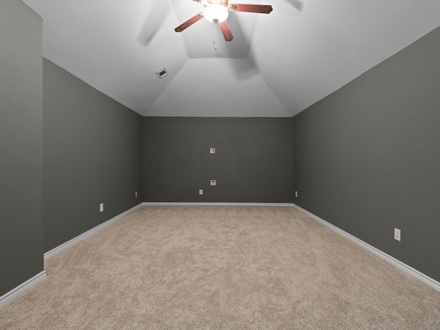 5503 Midnight Moon Dr, Frisco, TX 75036 - additional living space with a ceiling fan, carpet flooring, and vaulted ceiling