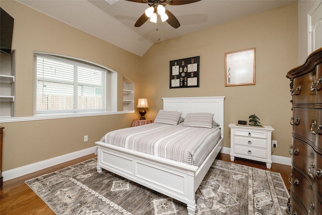 2604 Gavin Dr, Mansfield, TX 76063 - bedroom featuring vaulted ceiling, wood finished floors, and a ceiling fan