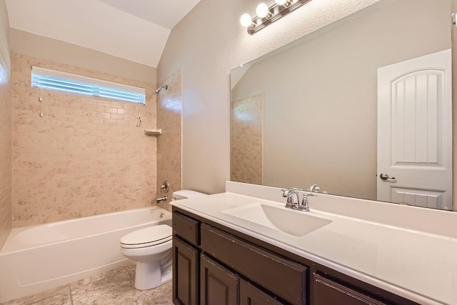 1119 Leafy Glade Rd, Forney, TX 75126 - bathroom with vanity, lofted ceiling, and shower / bathtub combination
