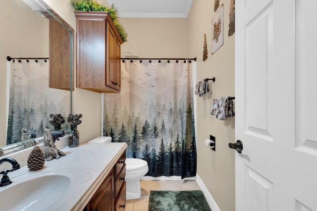 7251 Misty Glen Ln, Midlothian, TX 76065 - bathroom with vanity, tile patterned floors, and crown molding