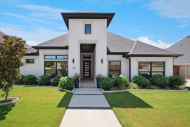 8305 Caballo Dr, North Richland Hills, TX 76182 - view of front facade featuring brick siding, roof with shingles, and a front lawn