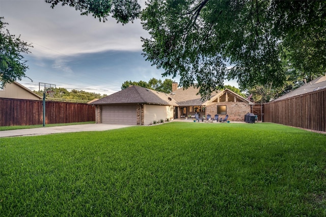 1509 Banbury Ct, Richardson, TX 75082 - view of front of home featuring driveway, a fenced backyard, brick siding, and a chimney