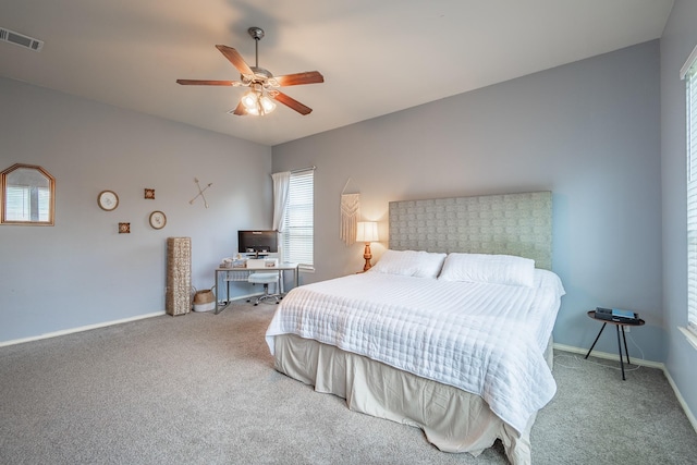 134 Fox Hollow Blvd, Forney, TX 75126 - carpeted bedroom with an office area and ceiling fan