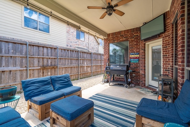 134 Fox Hollow Blvd, Forney, TX 75126 - view of patio / terrace with ceiling fan and a grill