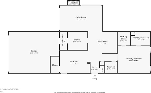 18 Park Ln, Bedford, TX 76021 - view of home floor plan