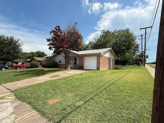 1747 Lucille Dr, Mesquite, TX 75149 - ranch-style house featuring a garage, brick siding, a front yard, and driveway
