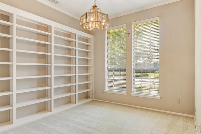 10009 Apple Creek Dr, Dallas, TX 75243 - carpeted empty room with a chandelier and ornamental molding
