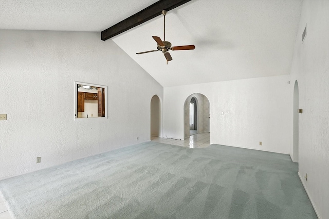 233 Hillview Dr, Hurst, TX 76054 - carpeted empty room with arched walkways and ceiling fan