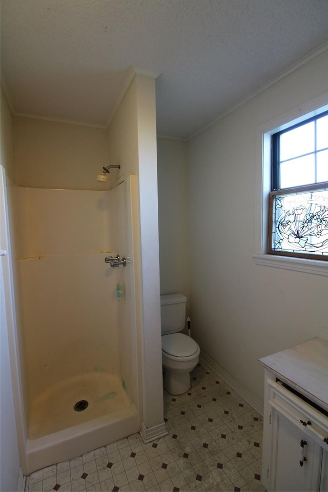 1 Mason St, Minden, LA 71055 - full bathroom with crown molding, vanity, a shower, and tile patterned floors