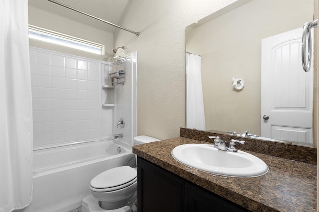 628 Cameron Way, Azle, TX 76020 - full bath featuring vanity, shower / tub combo with curtain, and a textured wall