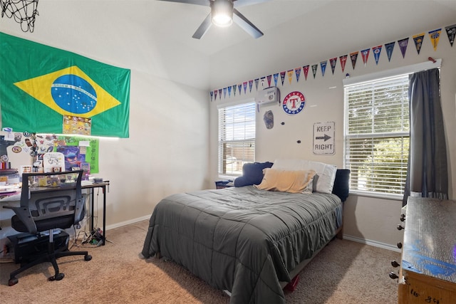 628 Cameron Way, Azle, TX 76020 - bedroom with carpet flooring, vaulted ceiling, and ceiling fan