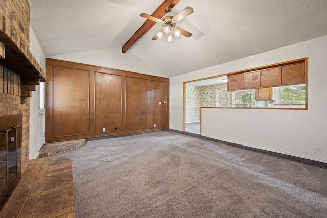 7655 Veal Station Rd, Azle, TX 76020 - unfurnished living room with ceiling fan, a textured ceiling, and carpet flooring