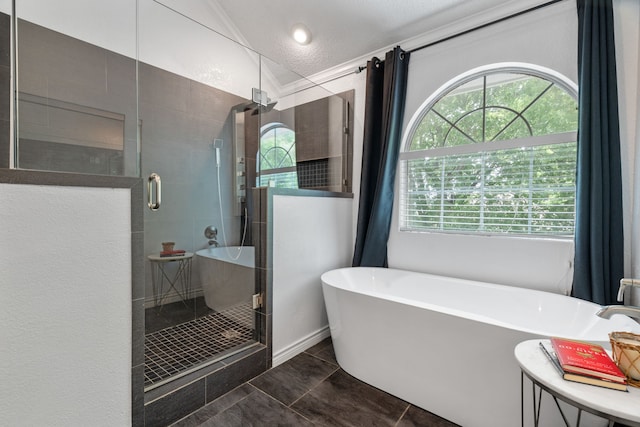 8347 Mountainview Dr, Dallas, TX 75249 - bathroom with a freestanding bath, a shower stall, and healthy amount of natural light