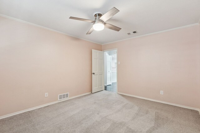 6714 Barkworth Dr, Dallas, TX 75248 - unfurnished room with a ceiling fan, crown molding, and light carpet