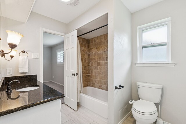 6714 Barkworth Dr, Dallas, TX 75248 - bathroom featuring vanity, shower / washtub combination, and tile patterned flooring