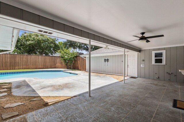 6714 Barkworth Dr, Dallas, TX 75248 - view of pool with ceiling fan, a patio area, and a fenced backyard