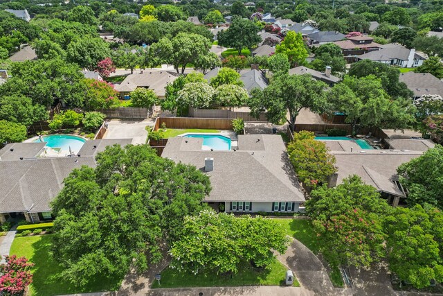 6714 Barkworth Dr, Dallas, TX 75248 - aerial perspective of suburban area featuring a pool area