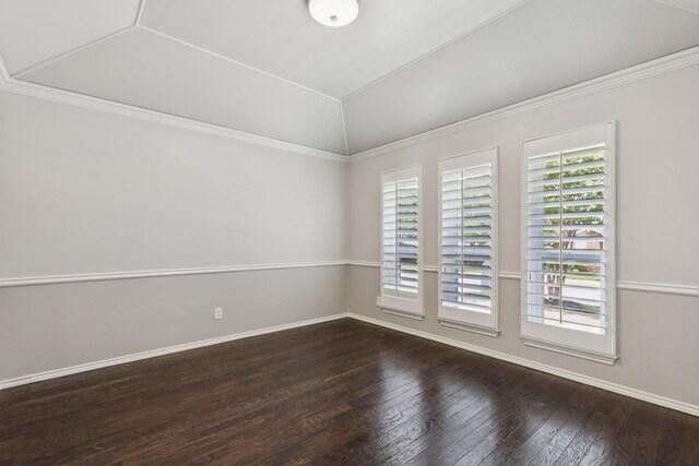 6714 Barkworth Dr, Dallas, TX 75248 - empty room with hardwood / wood-style flooring, lofted ceiling, and ornamental molding