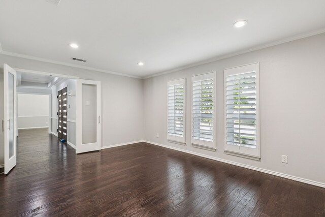 6714 Barkworth Dr, Dallas, TX 75248 - empty room with wood finished floors, ornamental molding, and recessed lighting