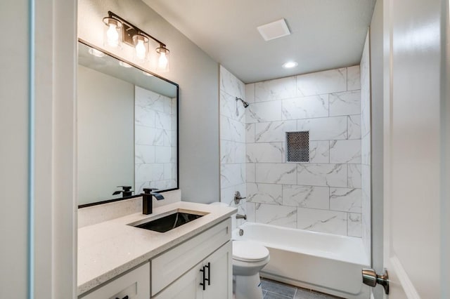 2517 Meaders Ave, Fort Worth, TX 76112 - full bath featuring vanity, shower / bath combination, and recessed lighting