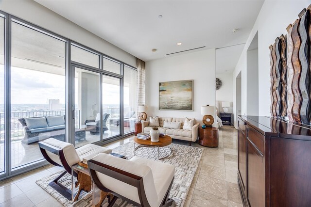 1717 Arts Plz Unit 1808, Dallas, TX 75201 - living area with light tile patterned floors