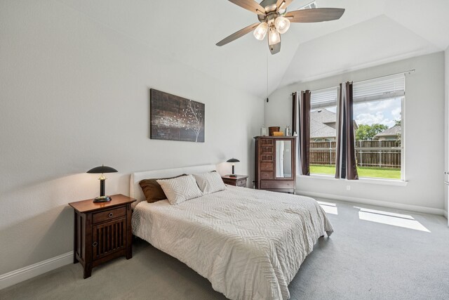 12229 Prudence Dr, Fort Worth, TX 76052 - carpeted bedroom featuring lofted ceiling and a ceiling fan