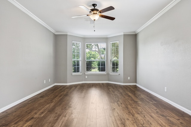 1613 Country Brook Ln, Allen, TX 75002 - empty room with a ceiling fan, dark wood-style flooring, and ornamental molding
