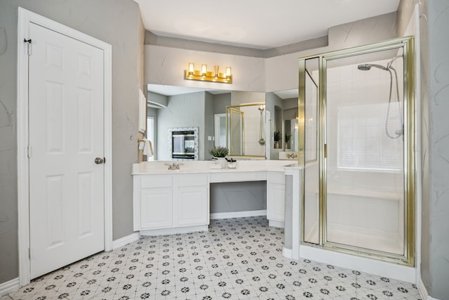 1613 Country Brook Ln, Allen, TX 75002 - full bath featuring a shower stall and double vanity