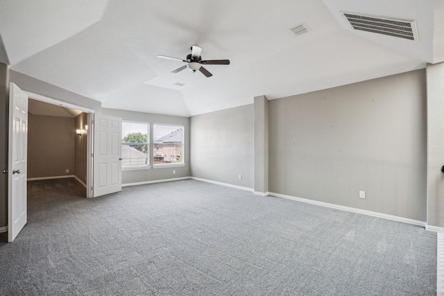 1613 Country Brook Ln, Allen, TX 75002 - unfurnished room featuring a ceiling fan, carpet flooring, and vaulted ceiling
