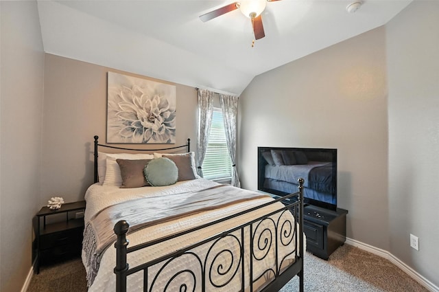 9210 Wild River Dr, Arlington, TX 76002 - bedroom with carpet, lofted ceiling, and ceiling fan