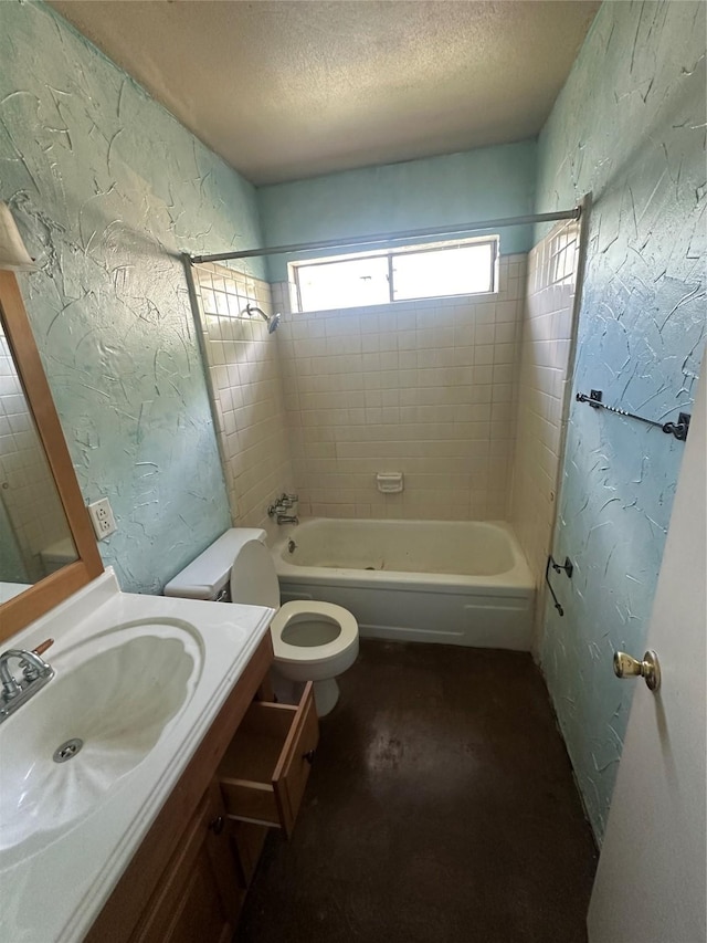 416 Meadowhill Dr, Garland, TX 75043 - full bathroom featuring shower / bath combination, vanity, a textured ceiling, and a textured wall