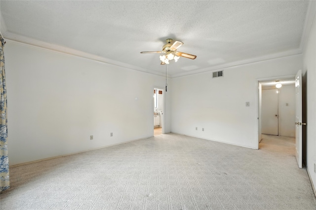 2116 S Winding Creek Dr, Grapevine, TX 76051 - unfurnished room featuring ornamental molding, a ceiling fan, a textured ceiling, and light carpet