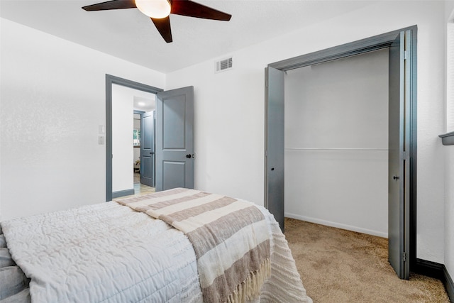 612 Circleview Dr S, Hurst, TX 76054 - bedroom featuring a closet, carpet flooring, and ceiling fan