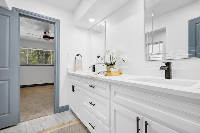 612 Circleview Dr S, Hurst, TX 76054 - full bathroom with double vanity and a ceiling fan
