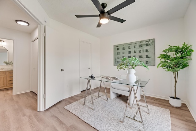 552 Kirkland Dr, Coppell, TX 75019 - office space featuring light wood-type flooring and a ceiling fan
