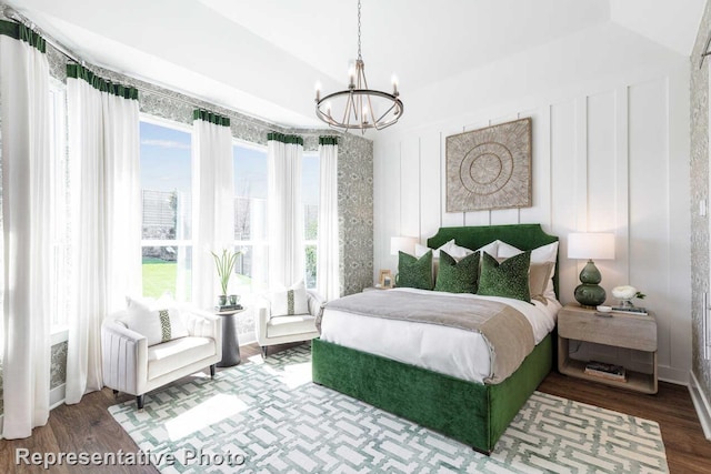 3617 Barrel Ln, Aubrey, TX 76227 - bedroom featuring a chandelier and wood finished floors