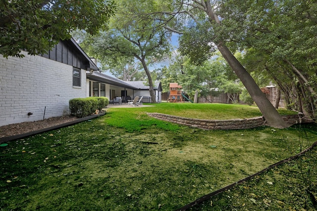 6010 Preston Creek Dr, Dallas, TX 75240 - fenced backyard with a playground and a patio
