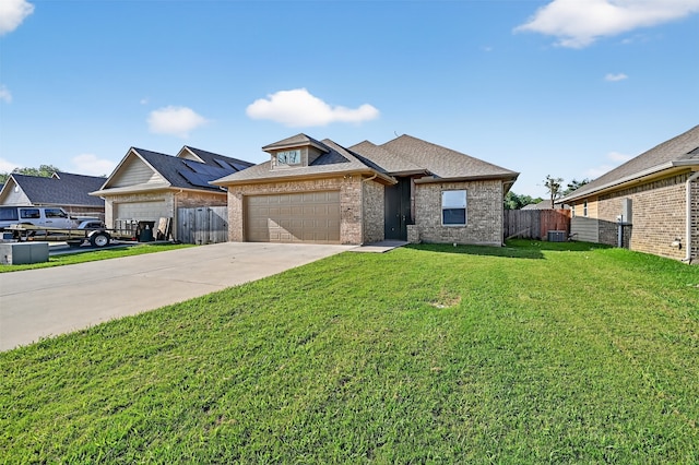 515 W Broad St, Pilot Point, TX 76258 - view of front facade featuring a garage, brick siding, driveway, and roof with shingles