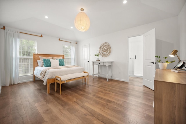 3302 Mckamy Oaks Trl, Arlington, TX 76017 - bedroom with lofted ceiling, wood finished floors, and recessed lighting