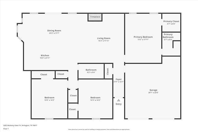 3302 Mckamy Oaks Trl, Arlington, TX 76017 - view of property floor plan