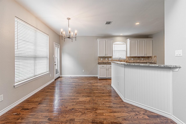 1900 Sumac Dr, Flower Mound, TX 75028 - kitchen featuring a chandelier, white cabinetry, and dark wood-type flooring