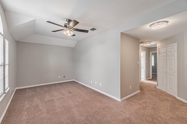 1900 Sumac Dr, Flower Mound, TX 75028 - empty room featuring carpet flooring, healthy amount of natural light, ceiling fan, and lofted ceiling