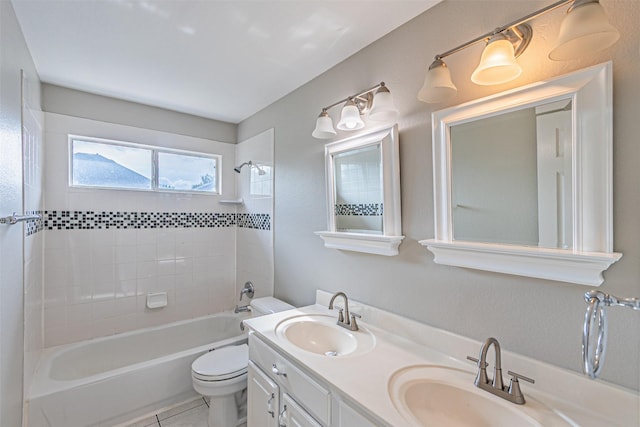 1900 Sumac Dr, Flower Mound, TX 75028 - full bathroom with bathtub / shower combination, double vanity, and tile patterned floors