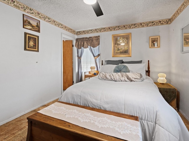 6500 Chapel Ln, Lake Worth, TX 76135 - bedroom featuring a textured ceiling, carpet floors, and ceiling fan