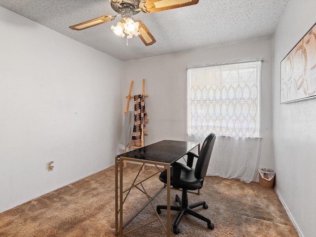 6500 Chapel Ln, Lake Worth, TX 76135 - office space with carpet floors, a ceiling fan, and a textured ceiling