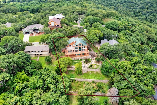 214 Island View Dr, Pottsboro, TX 75076 - view of property location with a forest and property parcel outlined