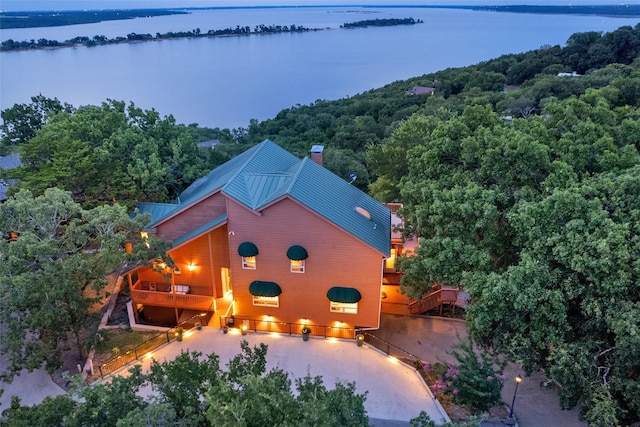 214 Island View Dr, Pottsboro, TX 75076 - view from above of property with a nearby body of water and a heavily wooded area